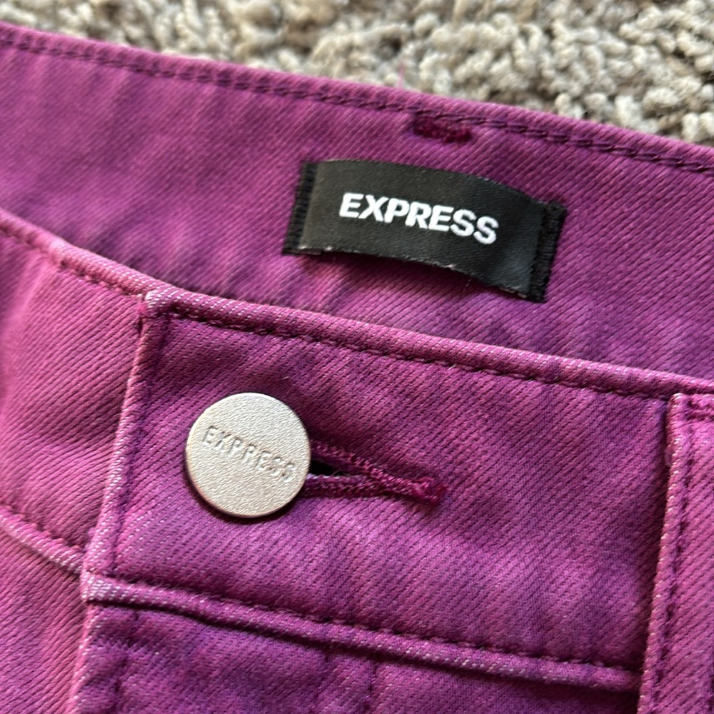 Express Modern Straight High Rise Jeans, Purple - Picture 5 of 14